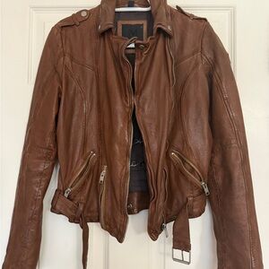 Mauritius Women's Leather Jacket Size S Cognac